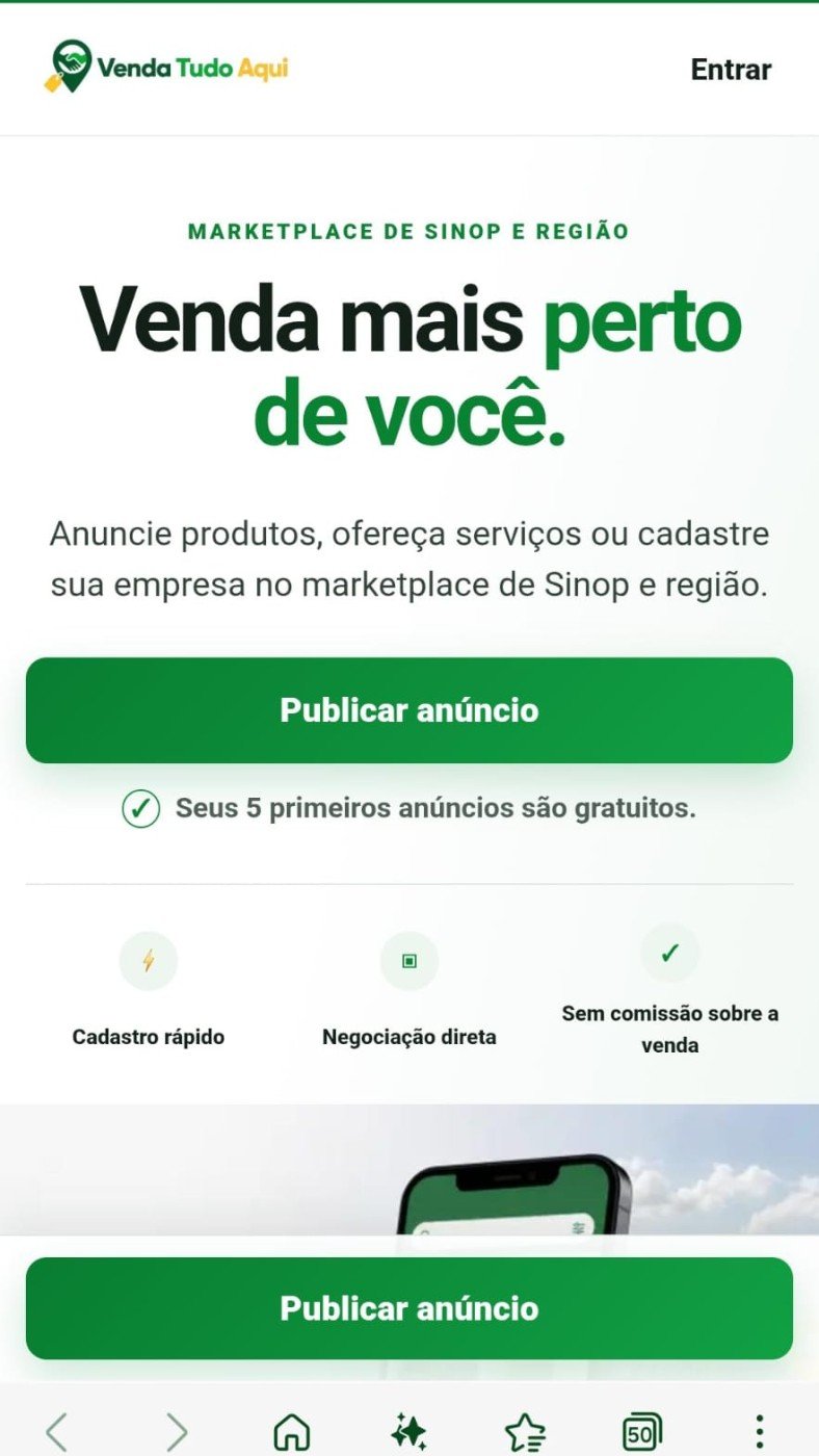 Mockup mobile — Venda tudo aqui